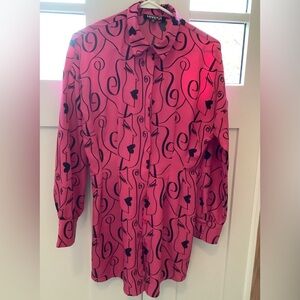 Unique retro Love 83 medium button tunic top dress hot pink 80’s design fun